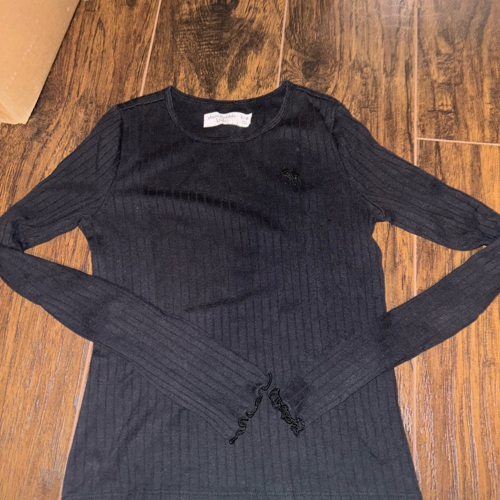 Abercrombie Kids Black Ribbed Long Sleeve Tee
